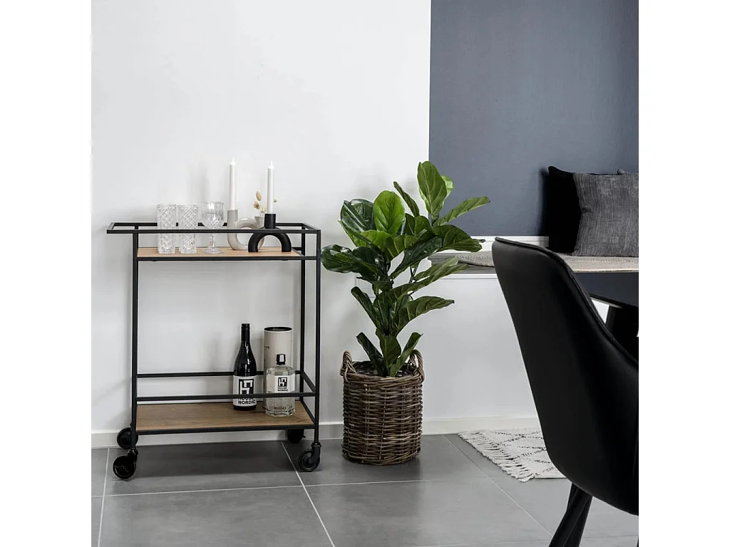 Chariot de bar Avery 68x40x59 cm Naturel et noir