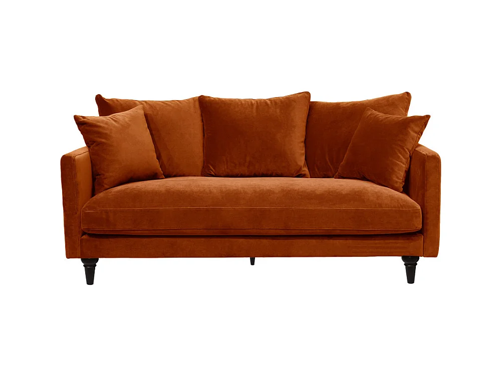 Villabon - Canapé 3 places en velours pieds tournés - Rouille