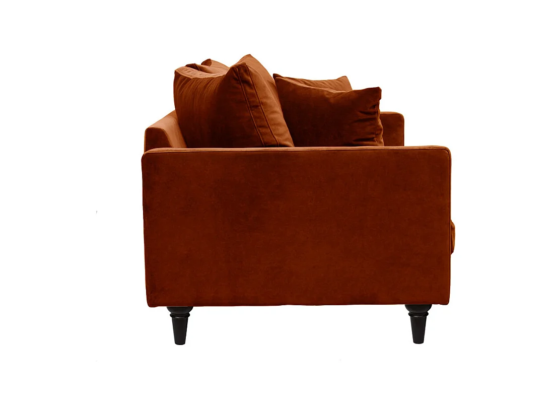 Villabon - Canapé 3 places en velours pieds tournés - Rouille