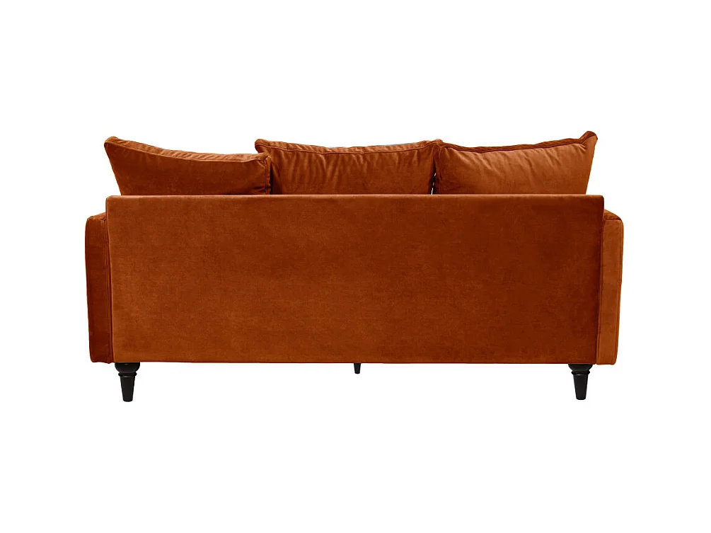 Villabon - Canapé 3 places en velours pieds tournés - Rouille