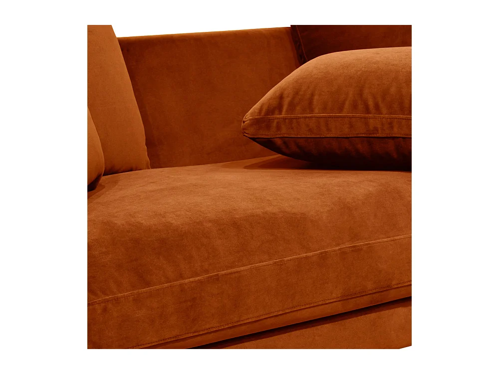 Villabon - Canapé 3 places en velours pieds tournés - Rouille