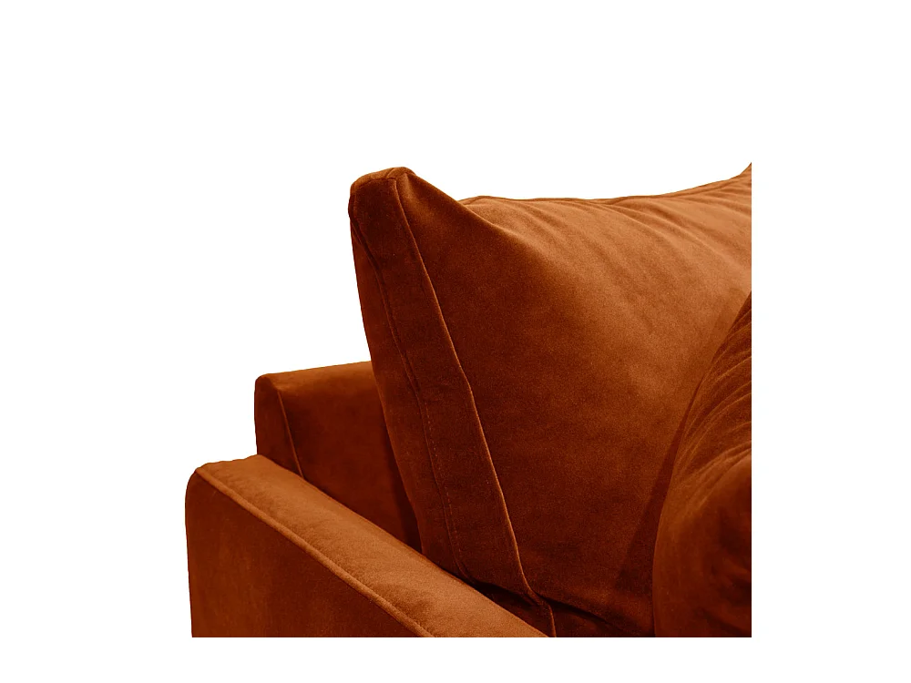 Villabon - Canapé 3 places en velours pieds tournés - Rouille