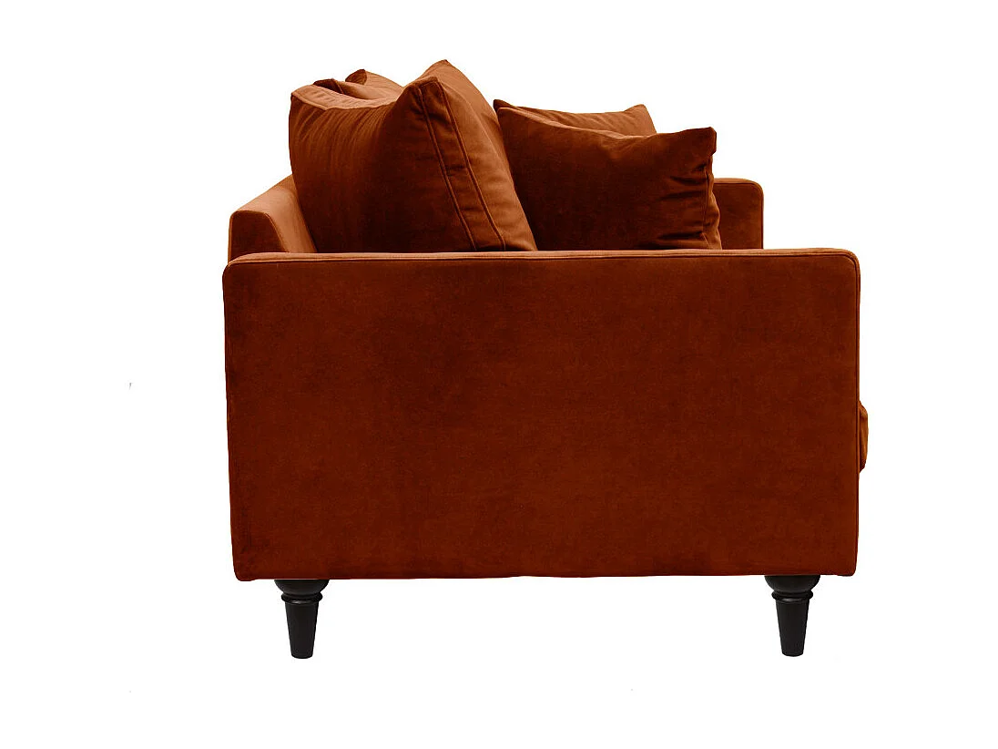 Villabon - Canapé 3 places en velours pieds tournés - Rouille