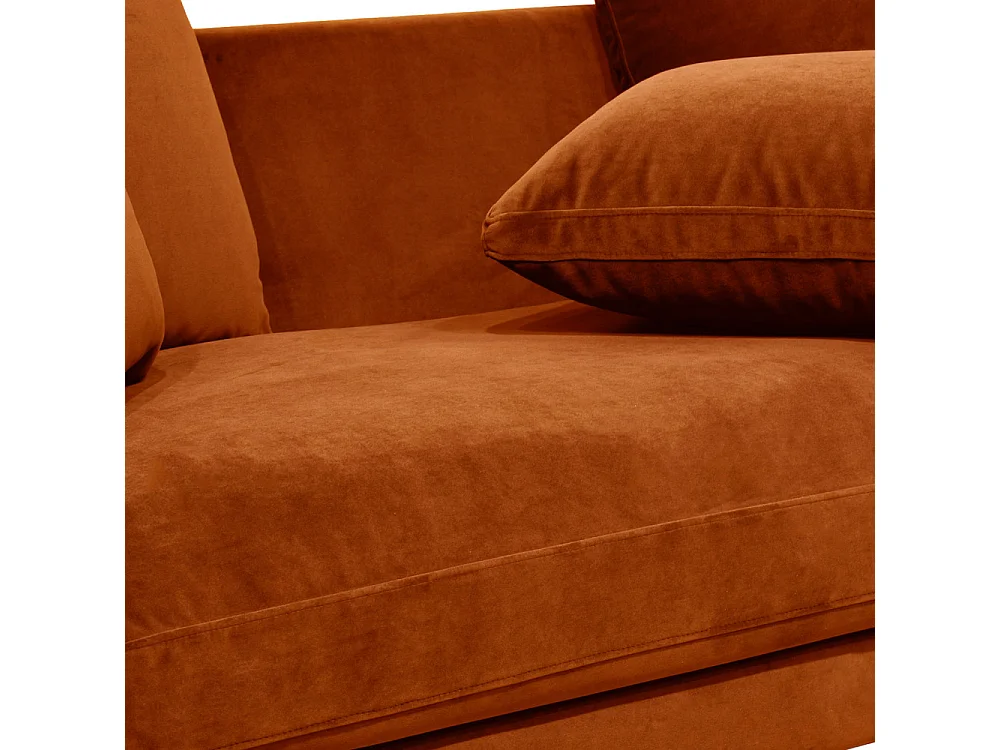 Villabon - Canapé 3 places en velours pieds tournés - Rouille