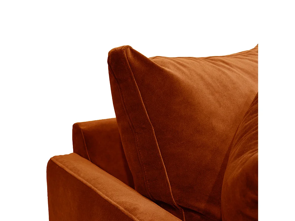 Villabon - Canapé 3 places en velours pieds tournés - Rouille