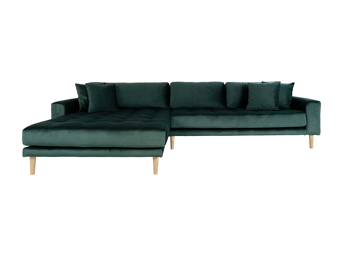 Lido - Canapé d'angle gauche en velours L290cm : Couleur - Vert forêt
