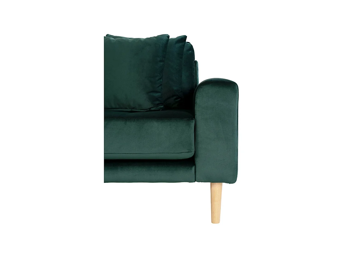 Lido Chaise longue bank links gedraaid velours incl. 4 sierkussens, groen.