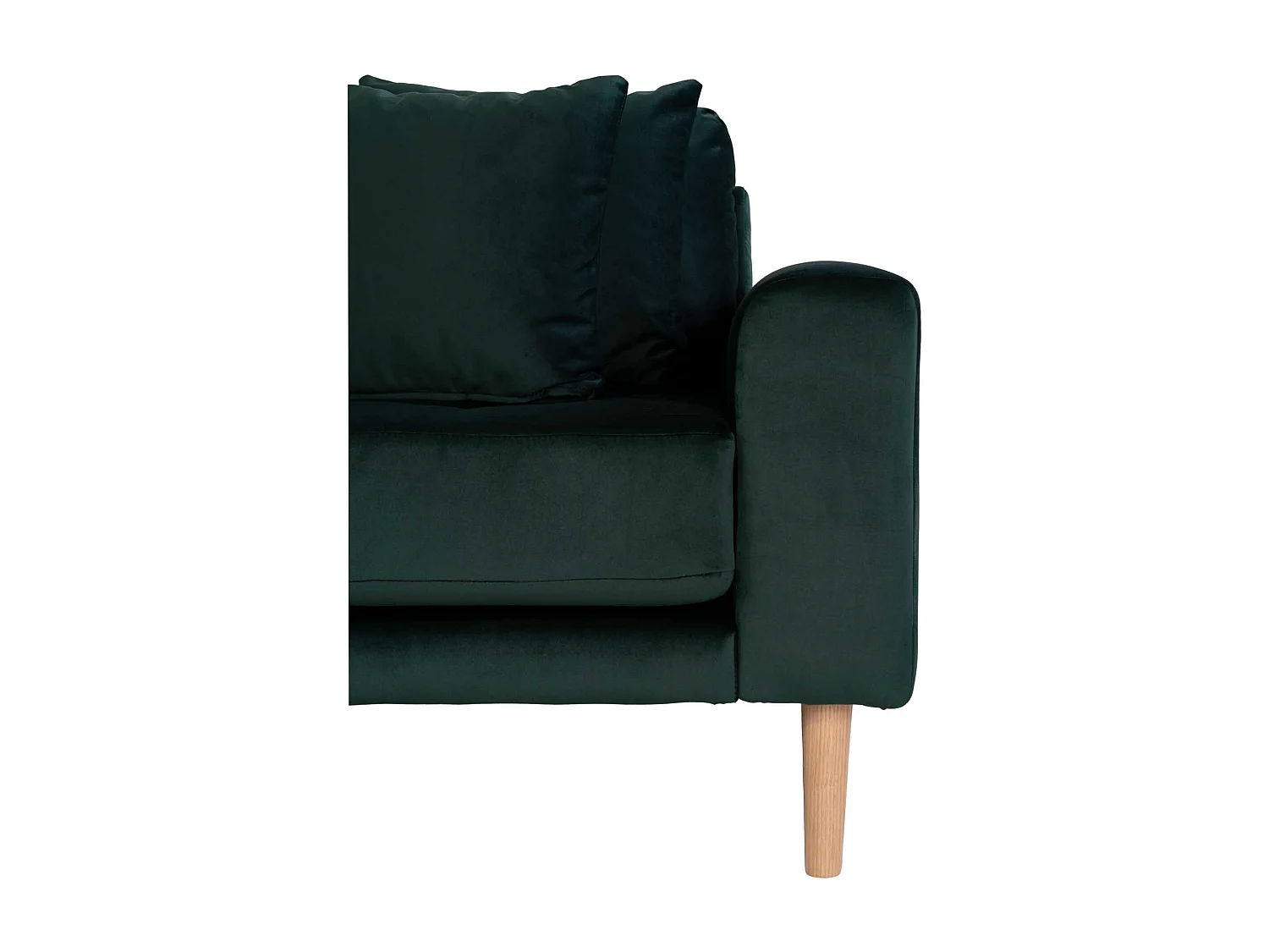 Lido Canapé avec chaise longue orientée à gauche en velours, avec 4 coussins décoratifs, vert.