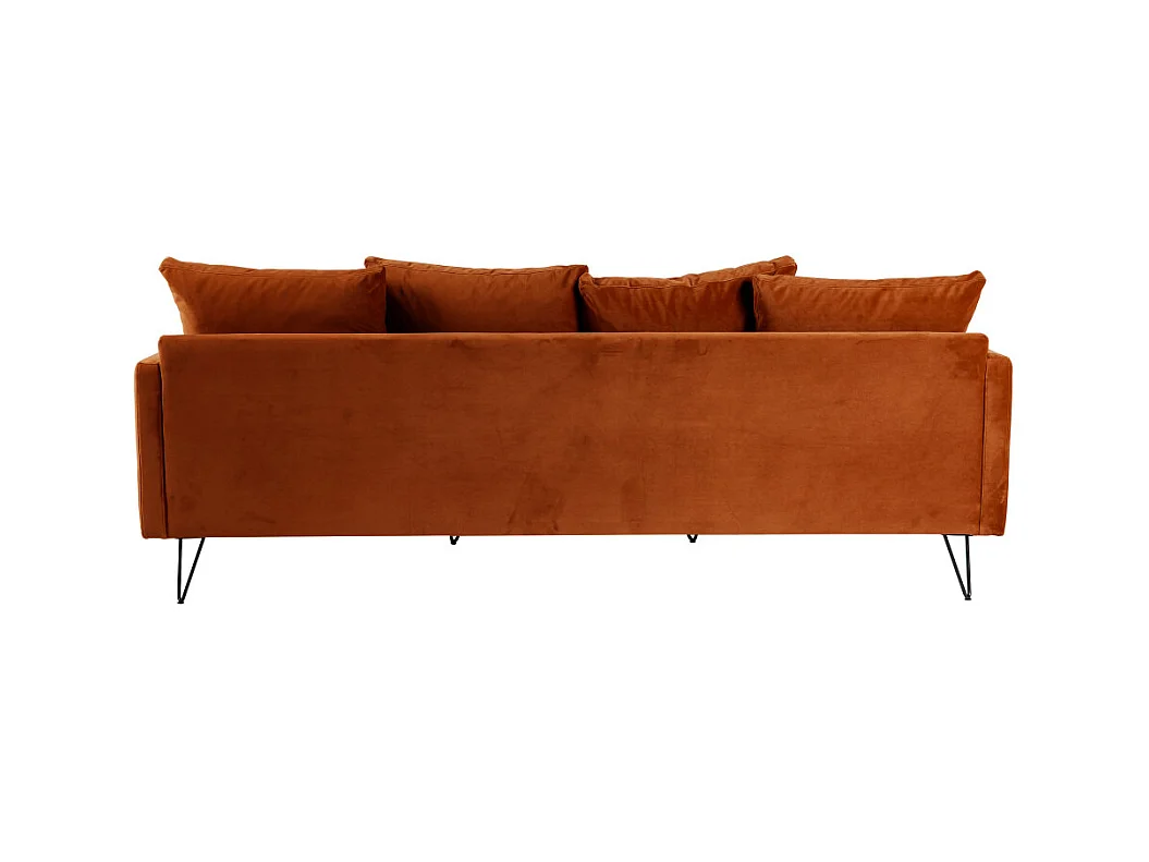 Villabon - Canapé 4 places en velours pieds épingles noirs - Rouille