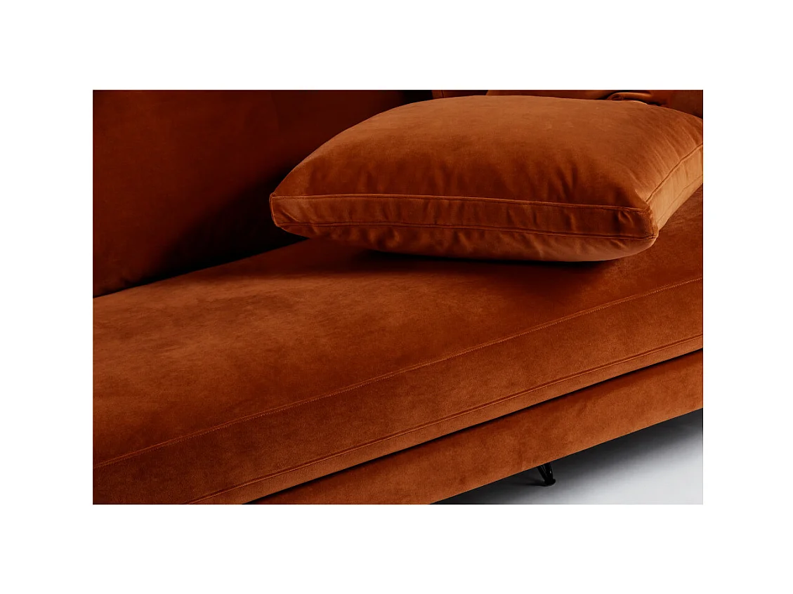 Villabon - Canapé 4 places en velours pieds épingles noirs - Rouille