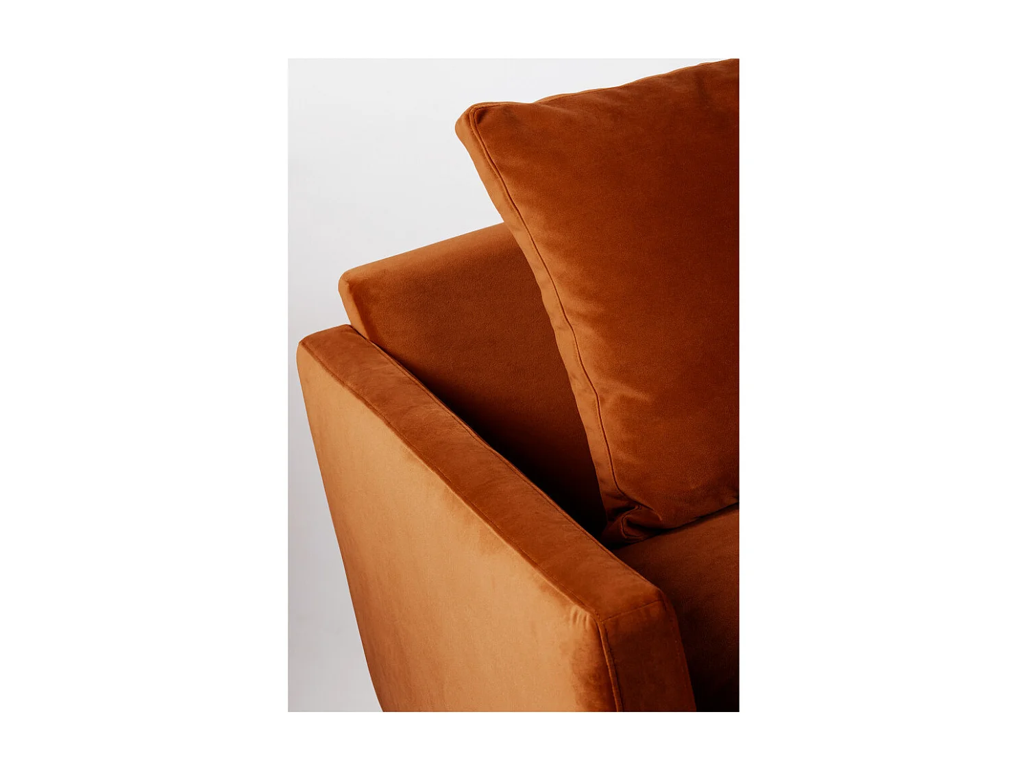 Villabon - Canapé 4 places en velours pieds épingles noirs - Rouille