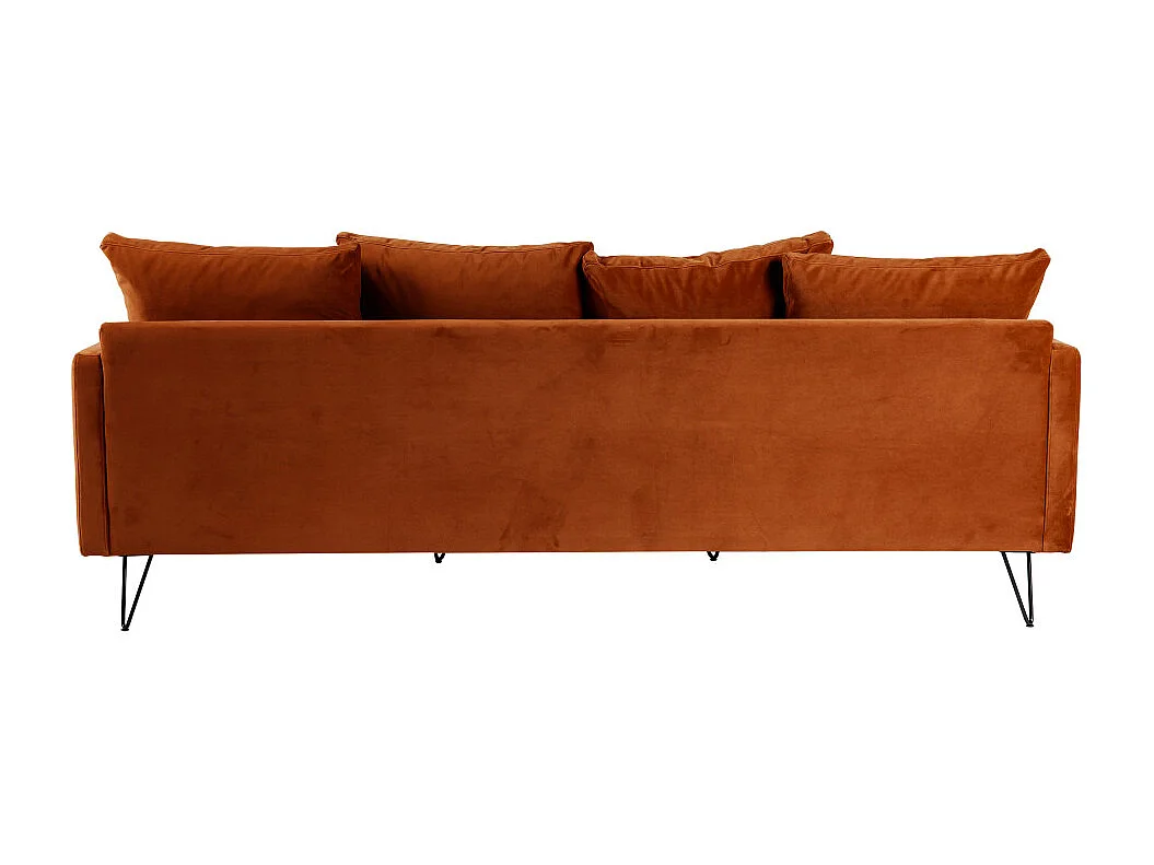 Villabon - Canapé 4 places en velours pieds épingles noirs - Rouille
