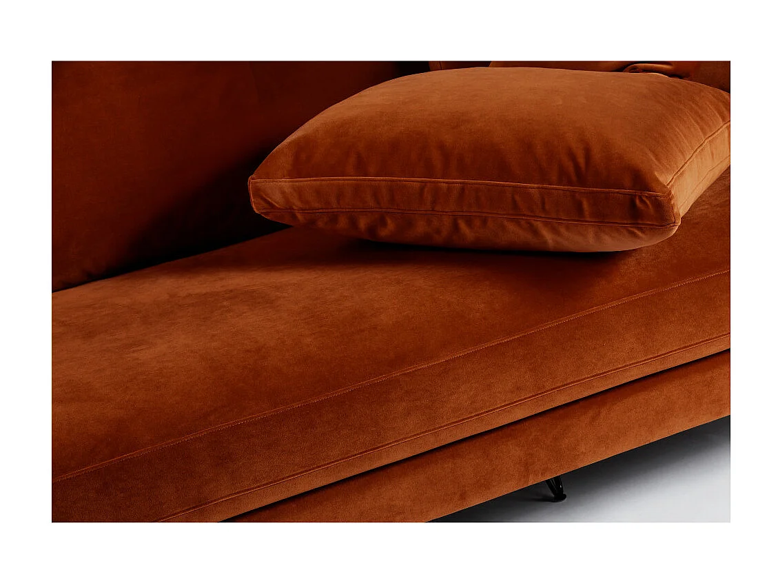 Villabon - Canapé 4 places en velours pieds épingles noirs - Rouille