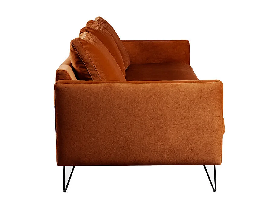 Villabon - Canapé 4 places en velours pieds épingles noirs - Rouille