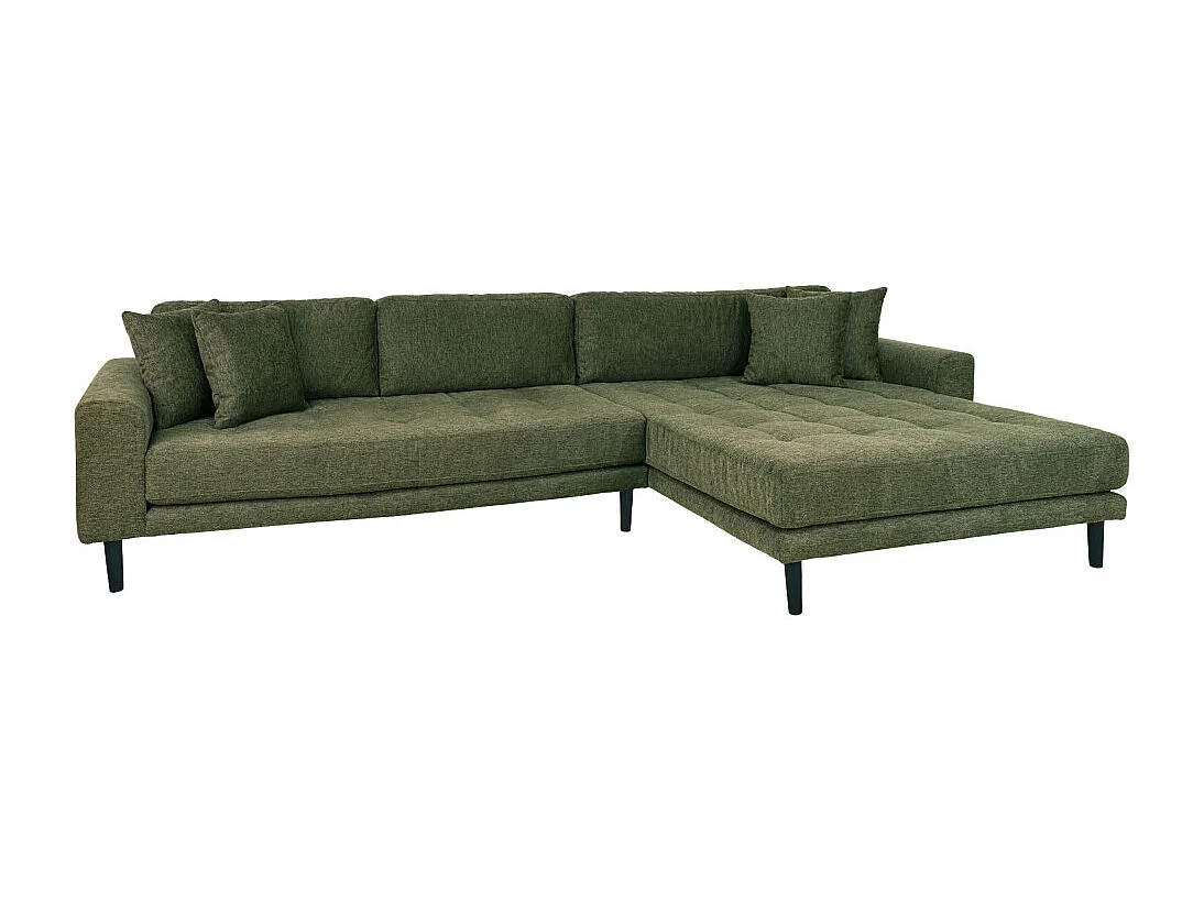 Lido bank bank met chaise longue rechts gericht 4 kussens groen.