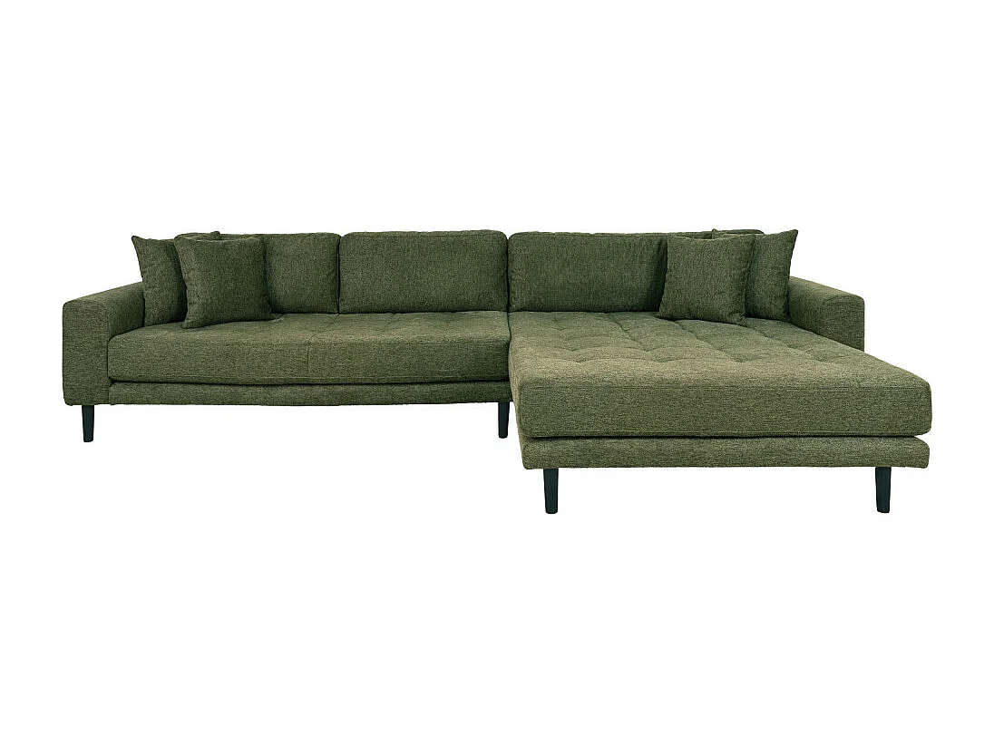 Lido bank bank met chaise longue rechts gericht 4 kussens groen.