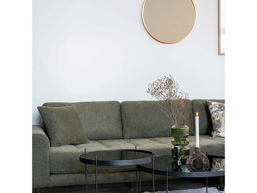 Lido bank bank met chaise longue rechts gericht 4 kussens groen.