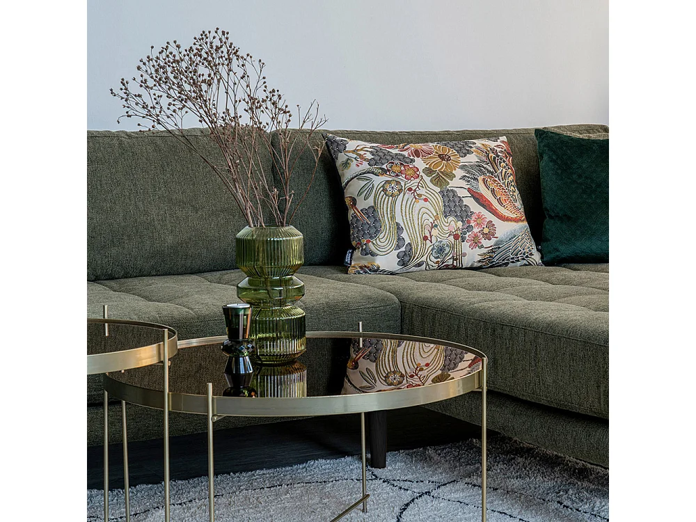 Lido bank bank met chaise longue rechts gericht 4 kussens groen.