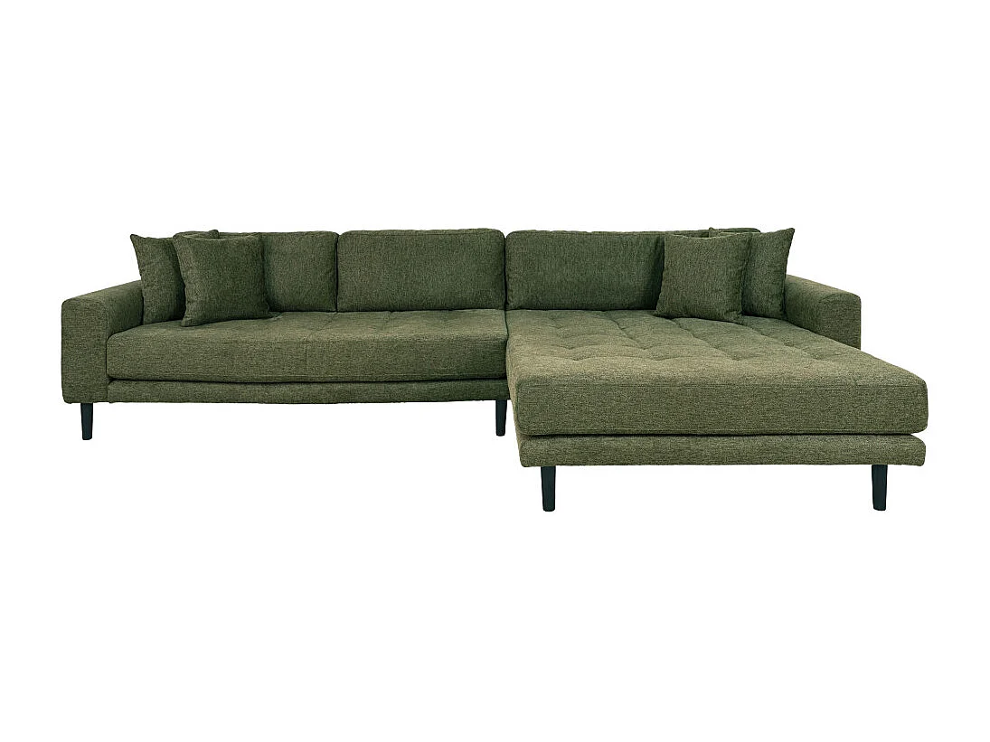 Lido bank bank met chaise longue rechts gericht 4 kussens groen.