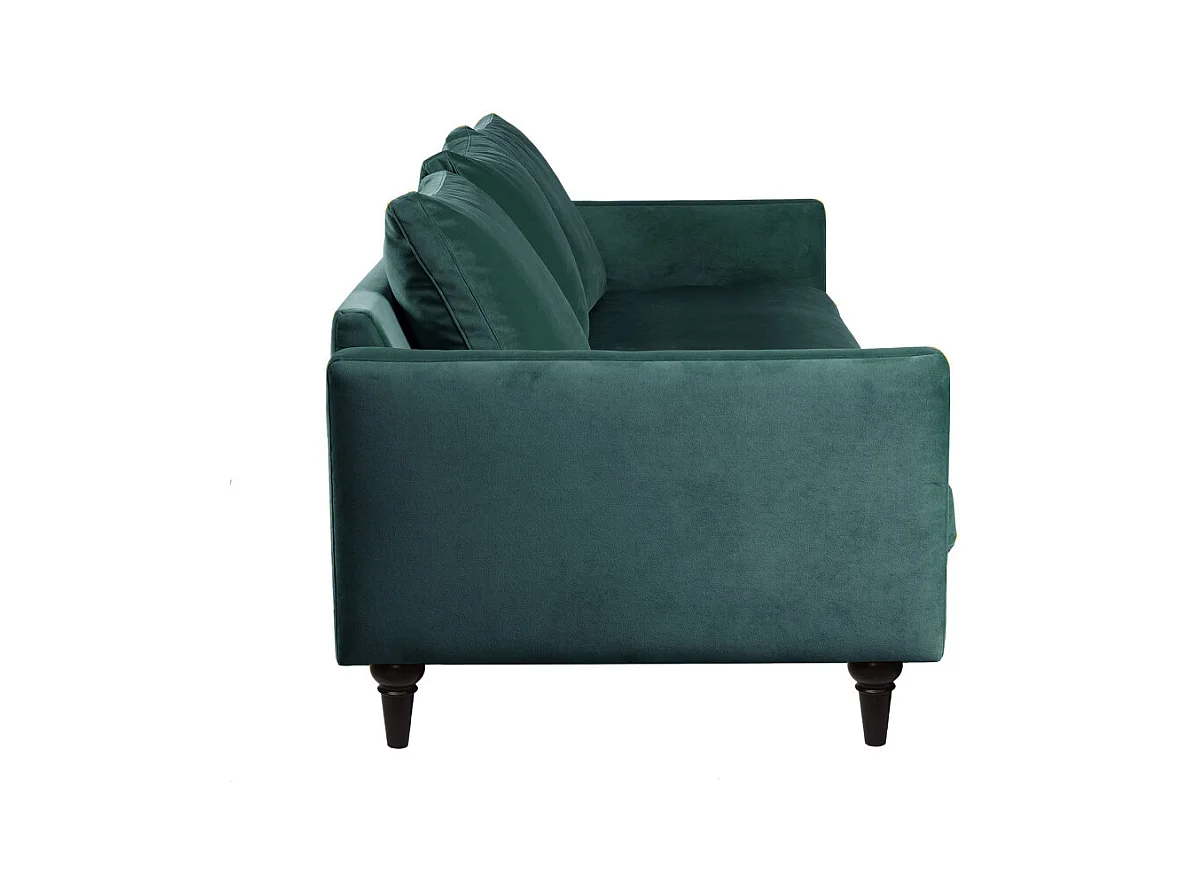 Villabon - Canapé 4 places en velours pieds tournés - vert eucalyptus