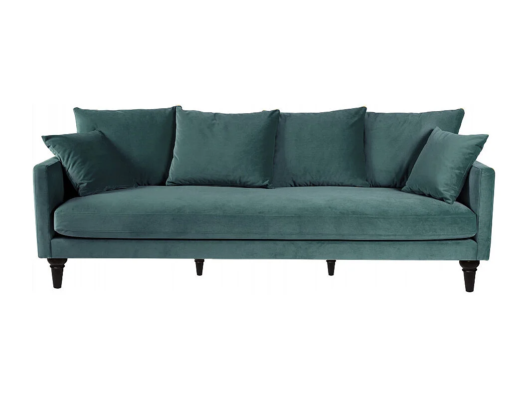 Villabon - Canapé 4 places en velours pieds tournés - vert eucalyptus