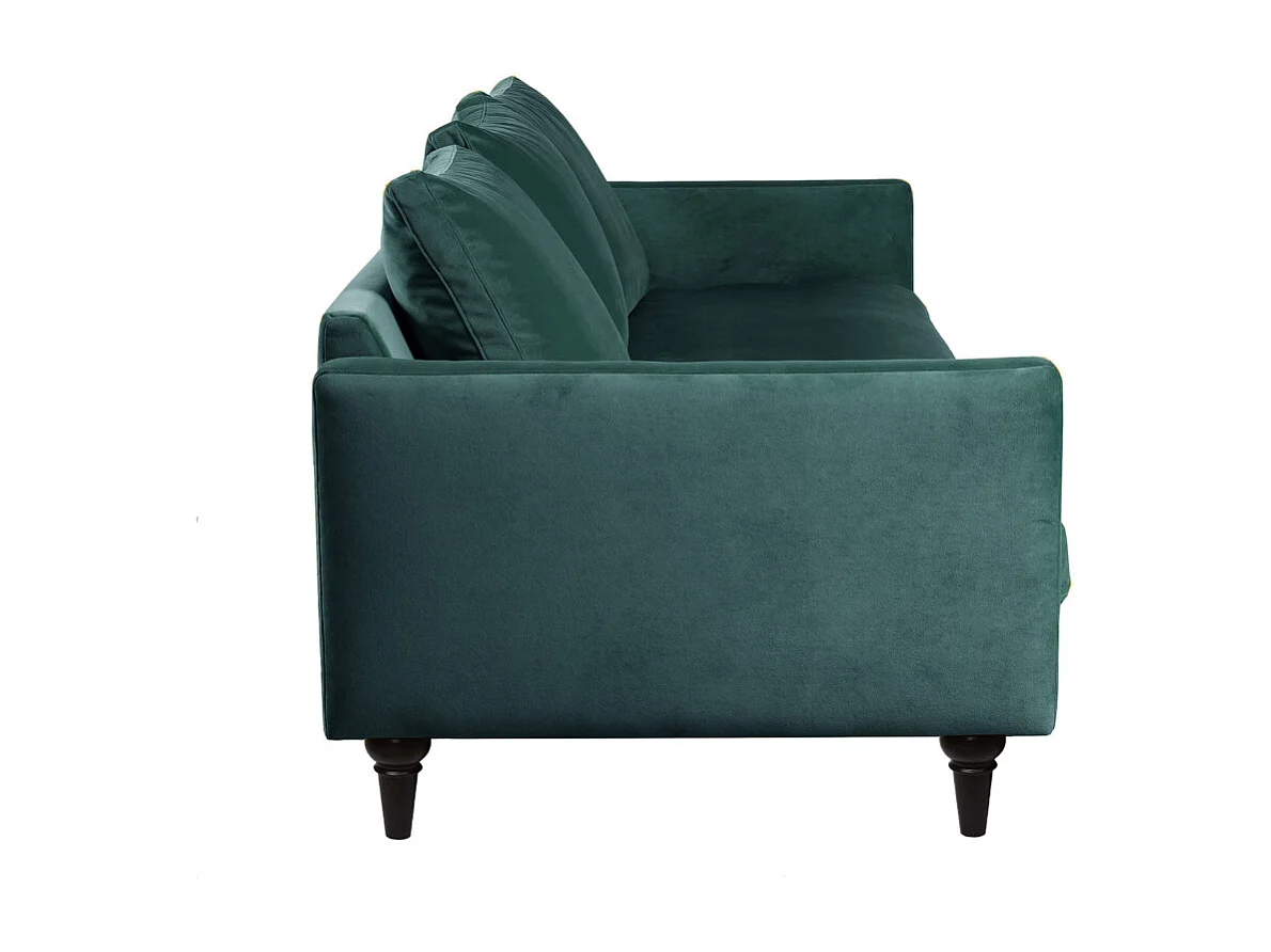 Villabon - Canapé 4 places en velours pieds tournés - vert eucalyptus