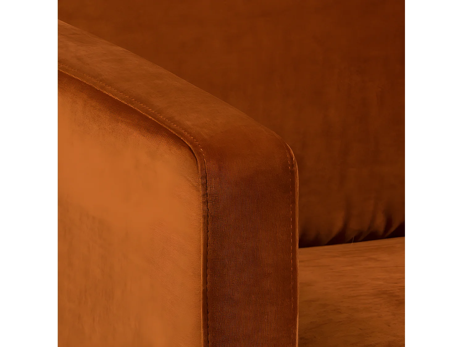 Hackberry - Canapé 3 places en velours - Couleur - Rouille