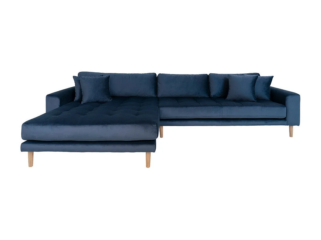 Lido bank met chaise longue links velours donker blauw.