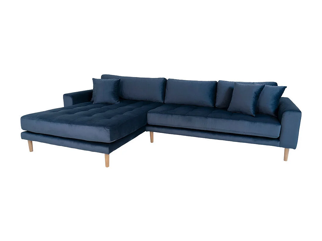 Lido bank met chaise longue links velours donker blauw.