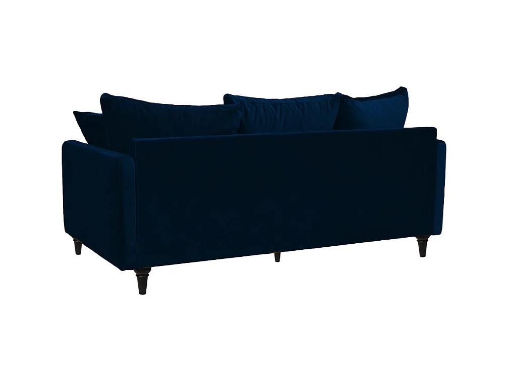 Villabon - Canapé 3 places en velours pieds tournés - Bleu marine