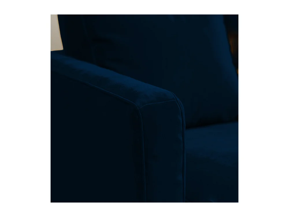 Villabon - Canapé 3 places en velours pieds tournés - Bleu marine
