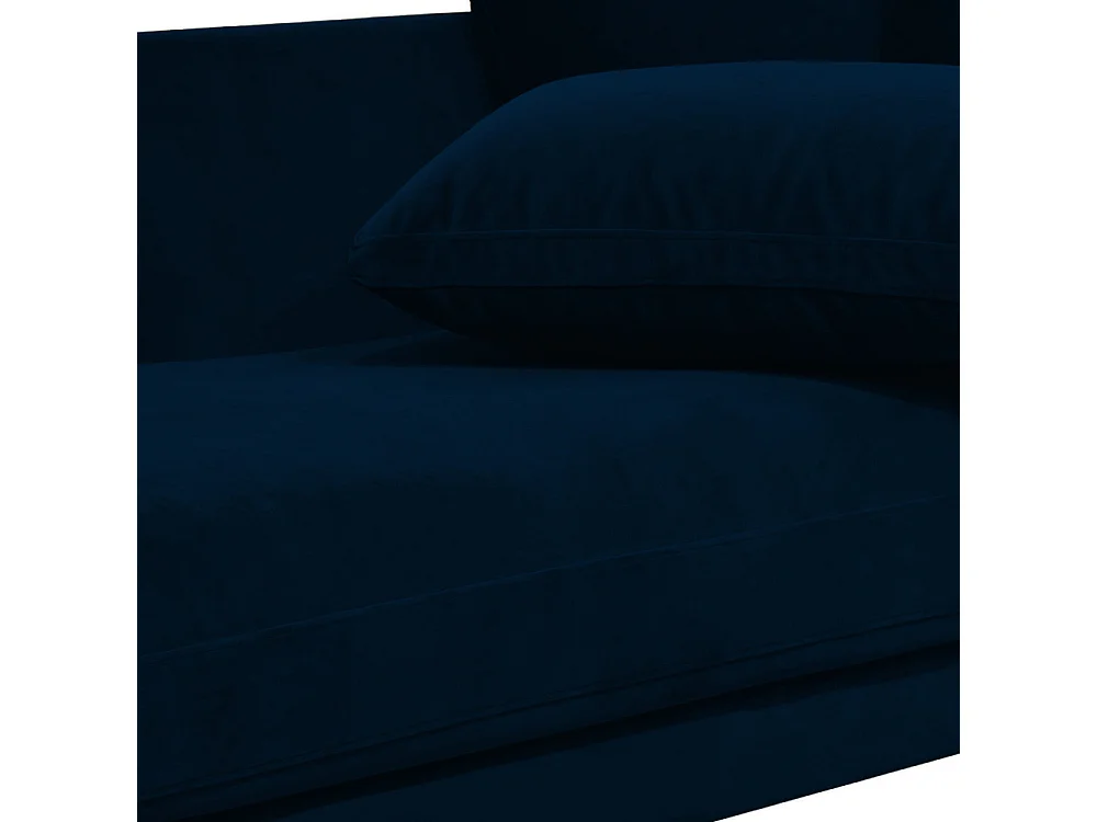 Villabon - Canapé 3 places en velours pieds tournés - Bleu marine