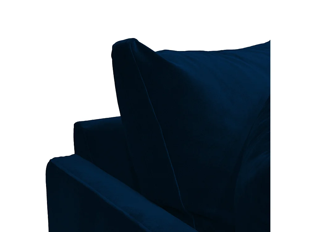 Villabon - Canapé 3 places en velours pieds tournés - Bleu marine