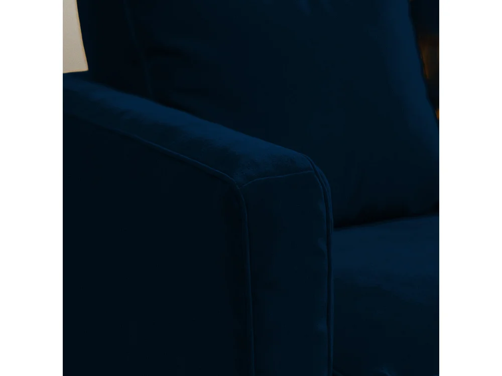 Villabon - Canapé 3 places en velours pieds tournés - Bleu marine