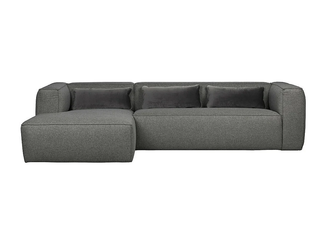 Bean - Canapé d'angle gauche 4 places en tissu style monobloc - Gris