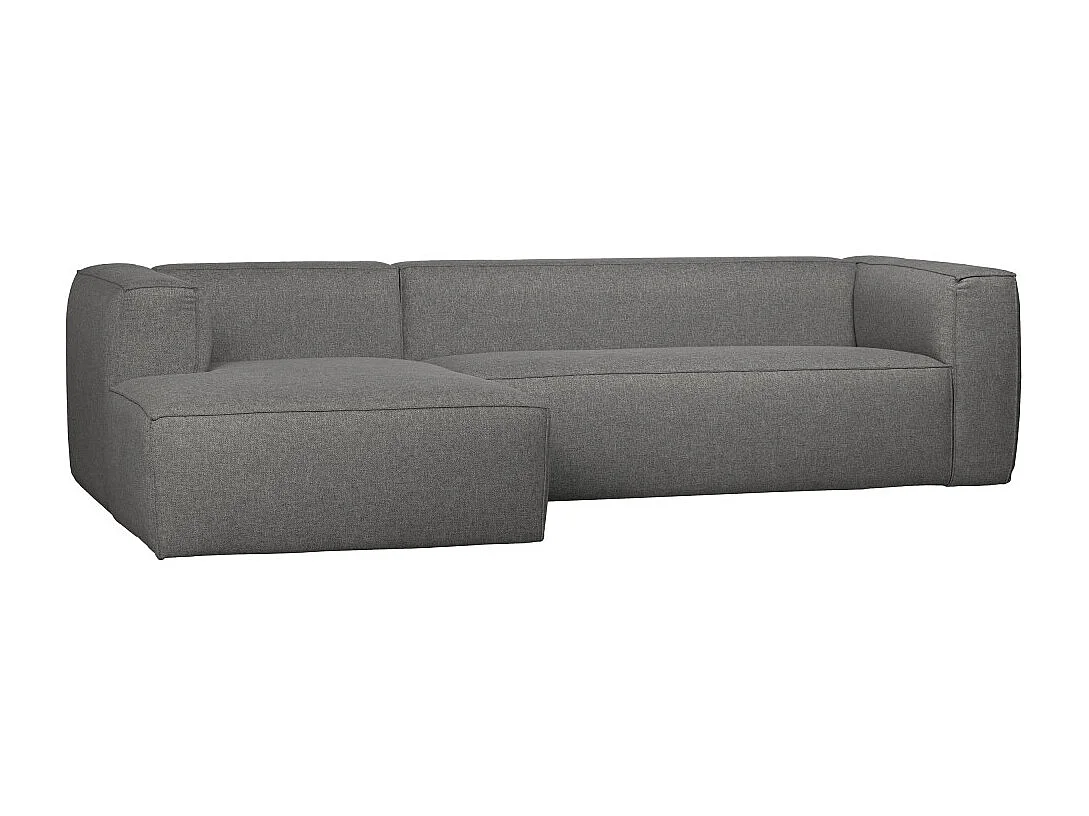 Bean - Canapé d'angle gauche 4 places en tissu style monobloc - Gris