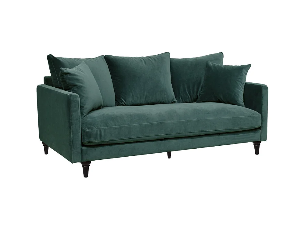 Villabon - Canapé 3 places en velours pieds tournés - vert eucalyptus