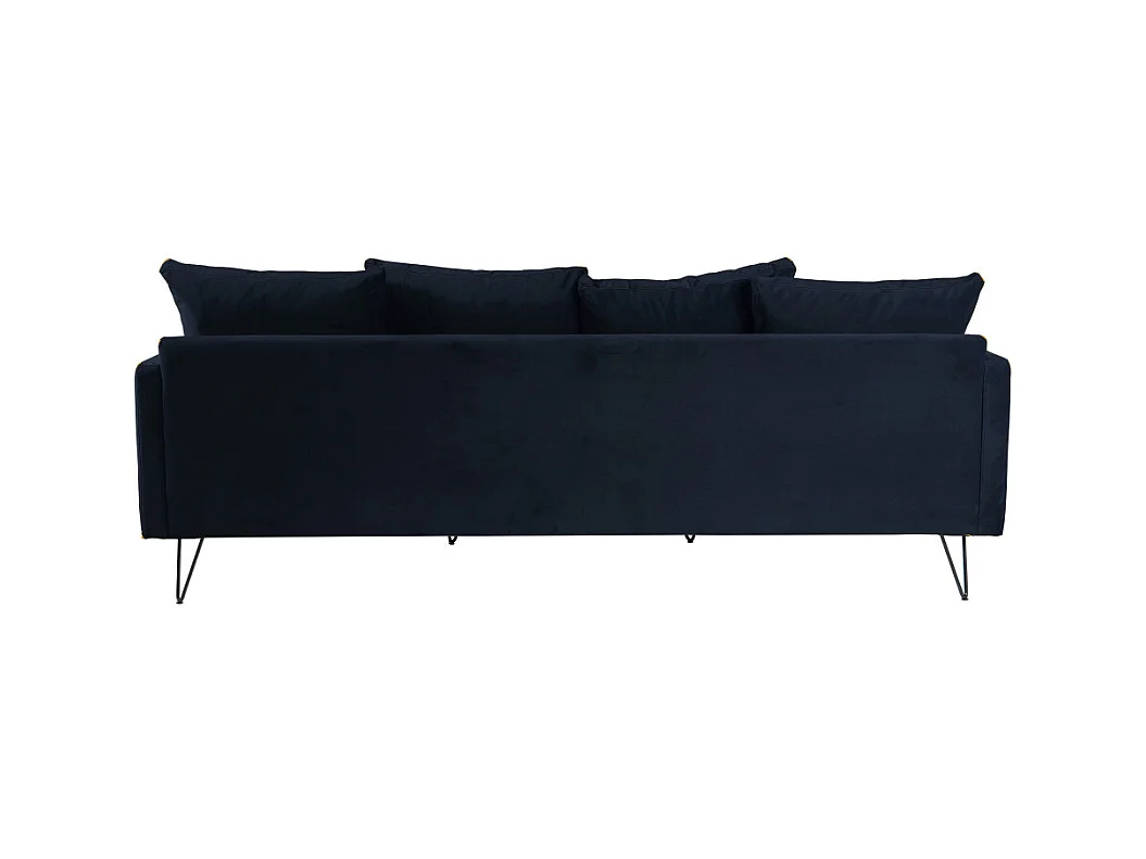 Villabon - Canapé 4 places en velours pieds épingles noirs - Bleu marine