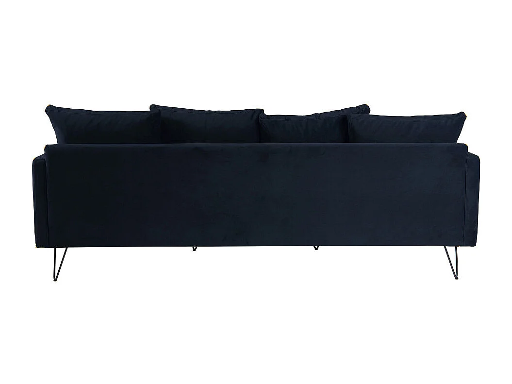 Villabon - Canapé 4 places en velours pieds épingles noirs - Bleu marine