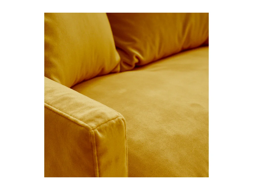 Villabon - Canapé 3 places en velours pieds épingles noirs - Jaune moutarde