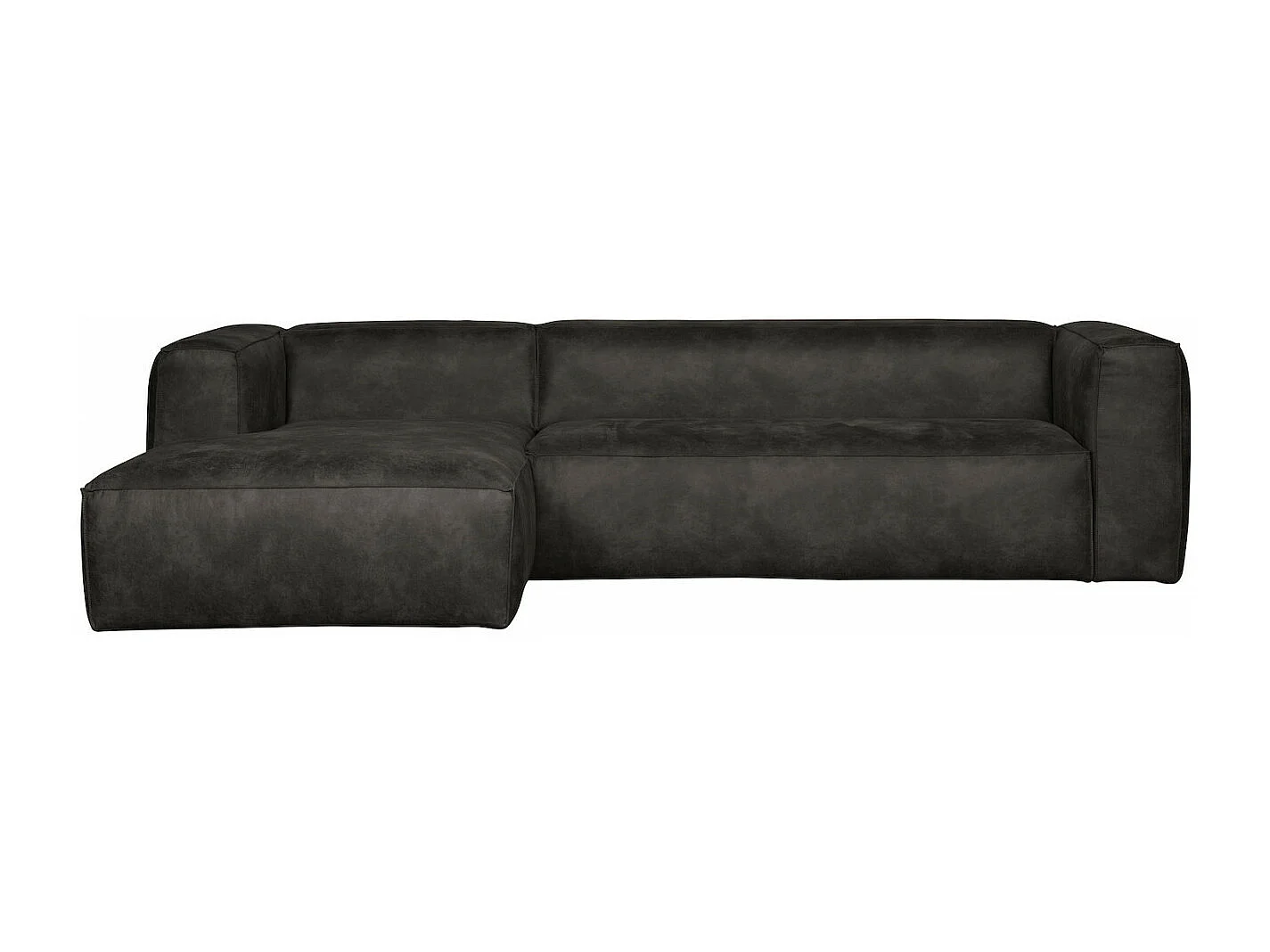 BEAN - Canapé d'angle gauche 5 places en cuir recyclé noir