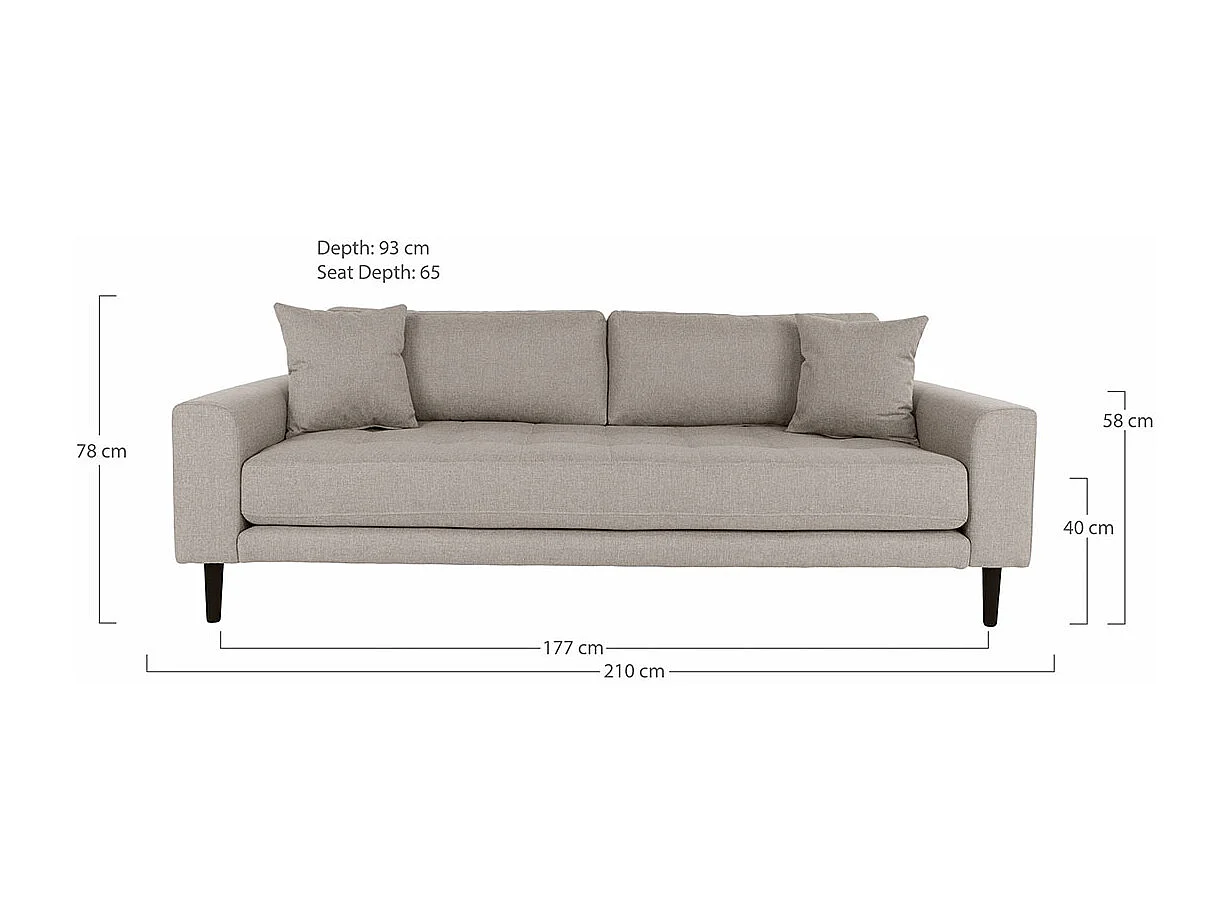 Lido - Canapé 3 places en velours L210 - Couleur - Gris