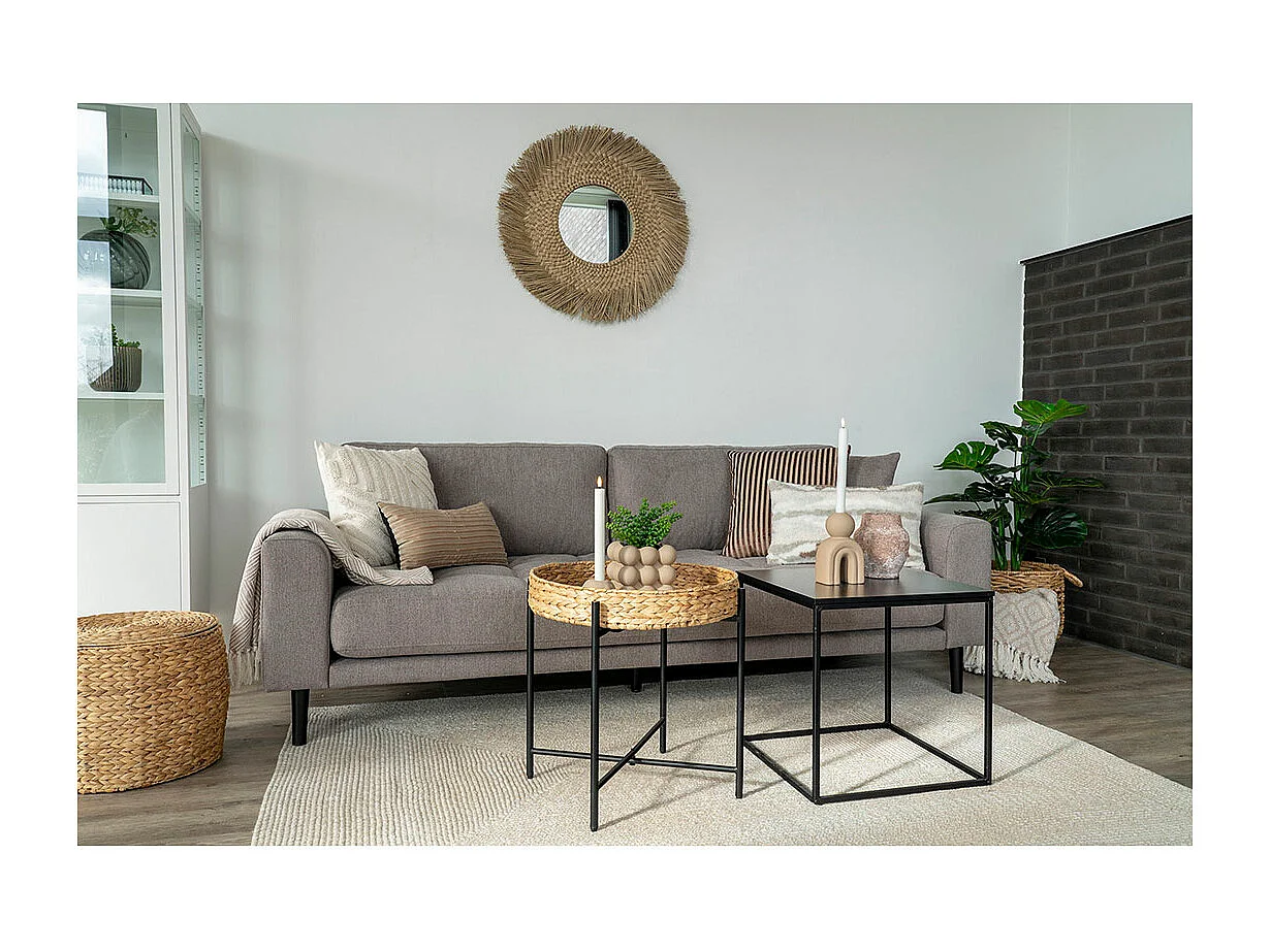 Lido - Canapé 3 places en velours L210 - Couleur - Gris