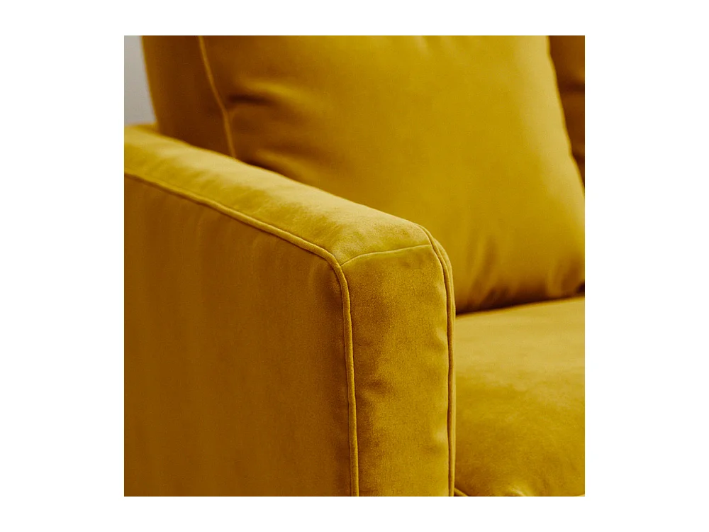 Villabon - Canapé 4 places en velours pieds tournés - Jaune moutarde