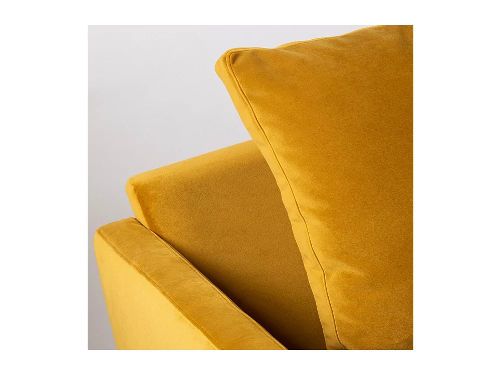 Villabon - Canapé 4 places en velours pieds tournés - Jaune moutarde