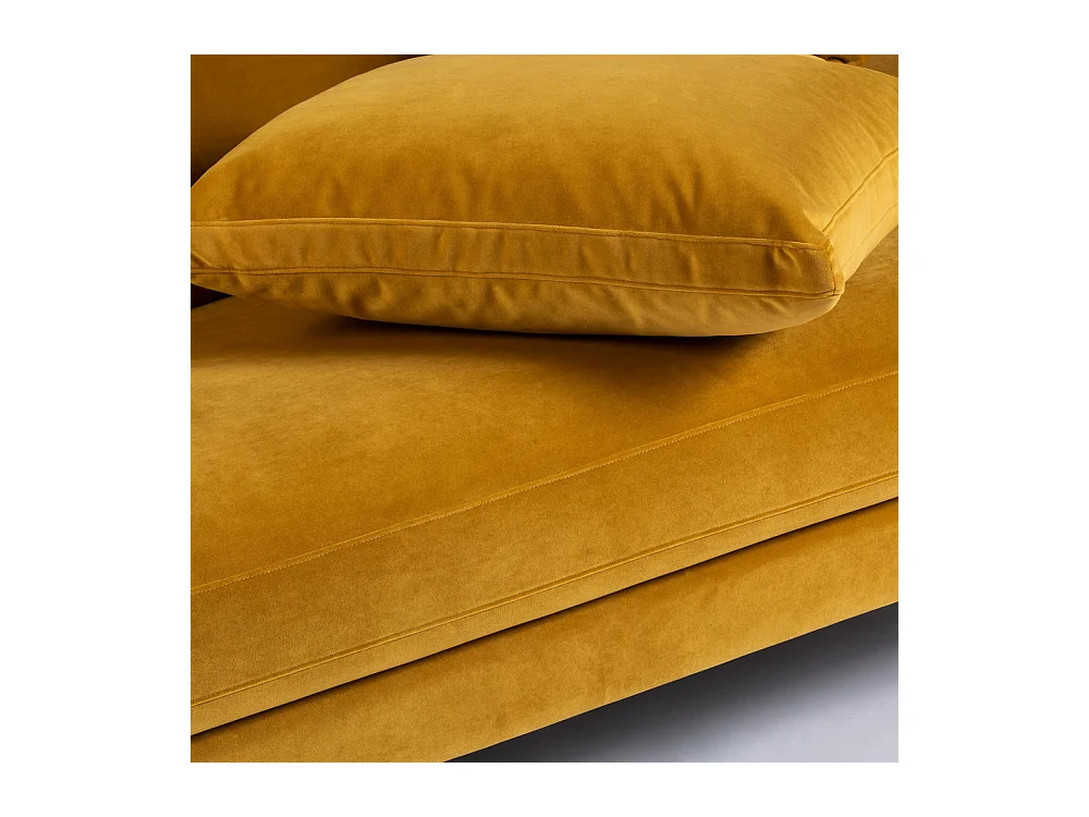 Villabon - Canapé 4 places en velours pieds tournés - Jaune moutarde