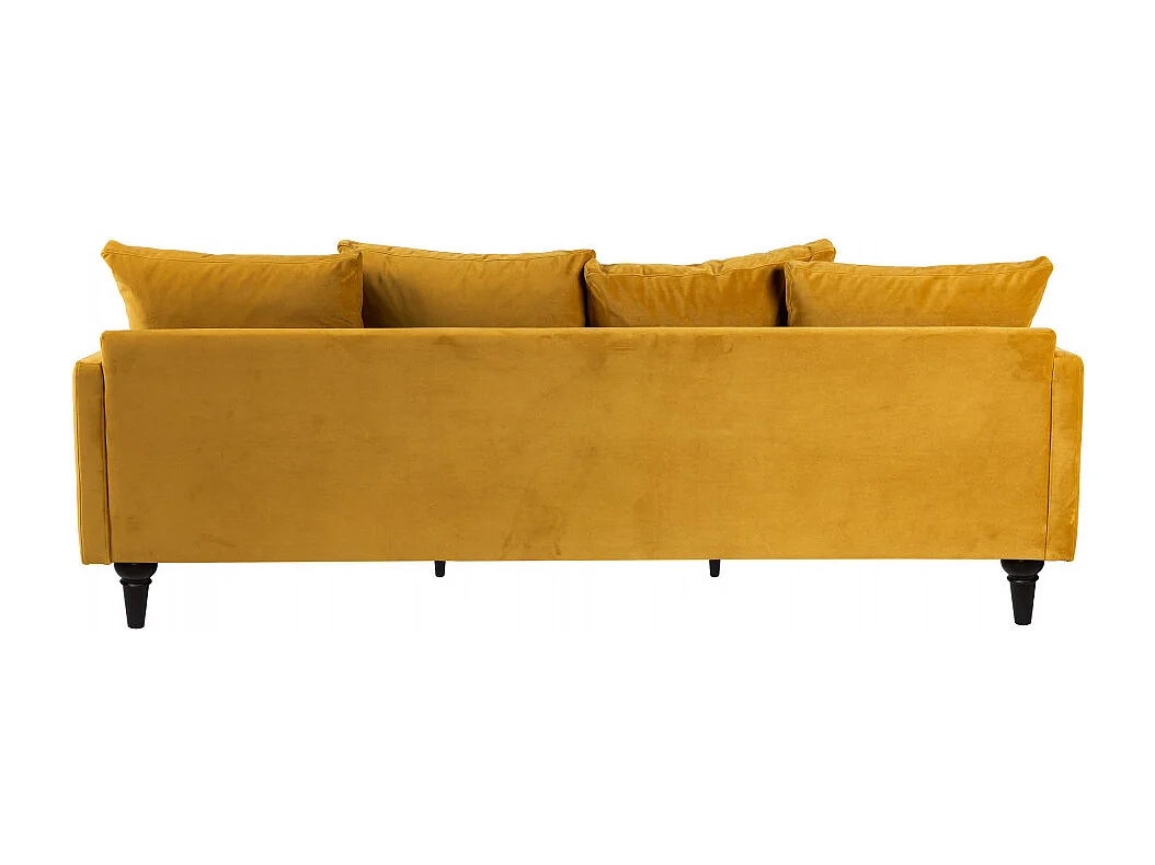 Villabon - Canapé 4 places en velours pieds tournés - Jaune moutarde