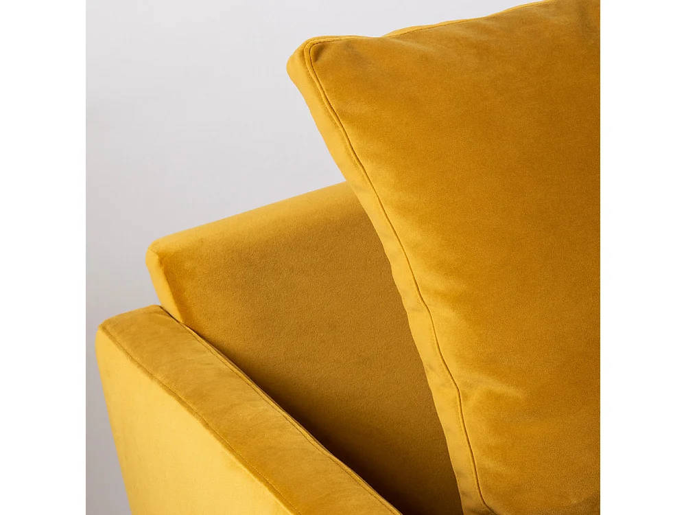 Villabon - Canapé 4 places en velours pieds tournés - Jaune moutarde