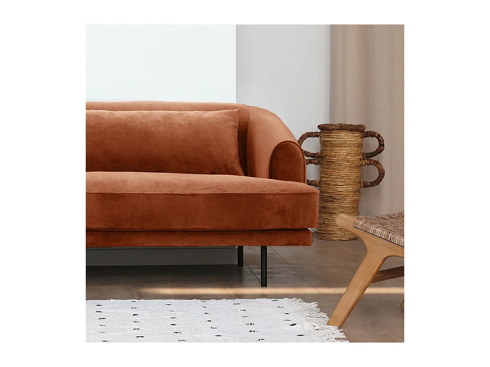 Winsen - Canapé 4 places en velours pieds droits en métal - Rouille