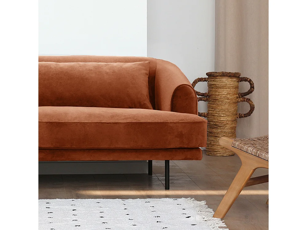 Winsen - Canapé 4 places en velours pieds droits en métal - Rouille